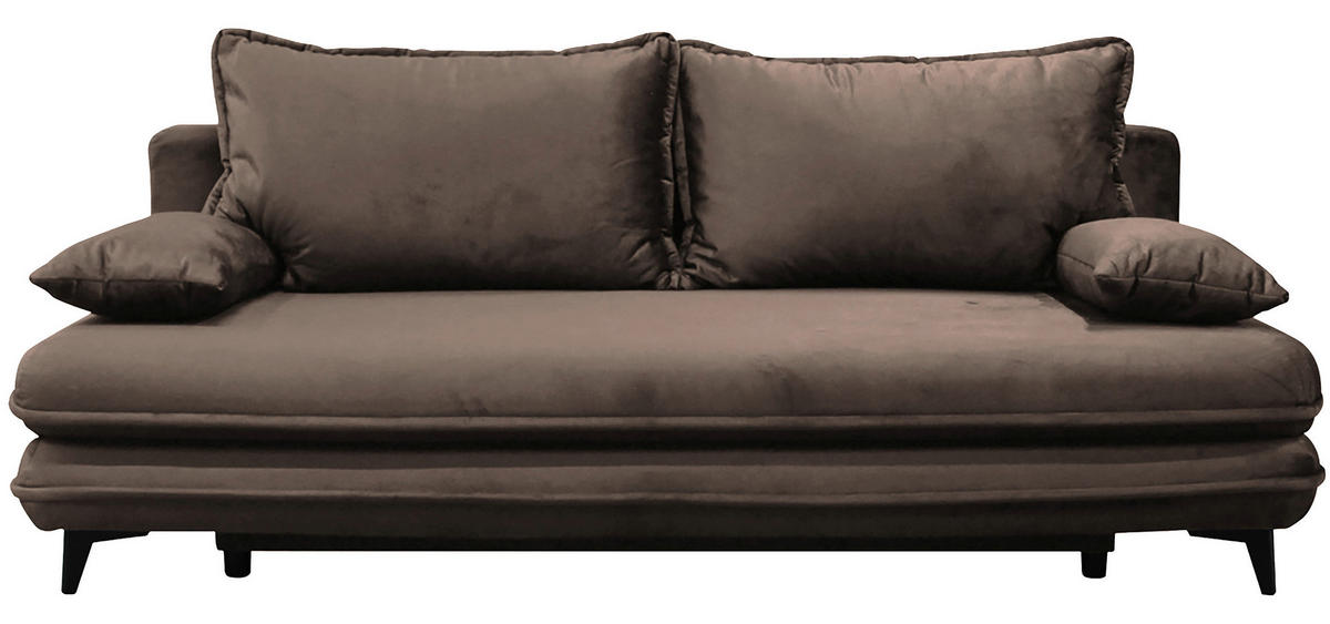 SCHLAFSOFA Velours Braun  - Schwarz/Braun, Design, Kunststoff/Textil (217/73/86/106cm) - MID.YOU