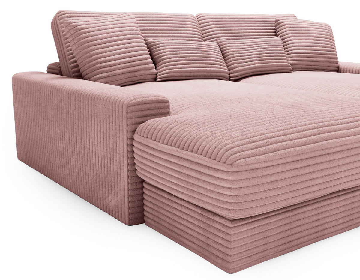 BIGSOFA in Cord Altrosa  - Schwarz/Altrosa, Modern, Kunststoff/Textil (230/85/190cm) - Carryhome