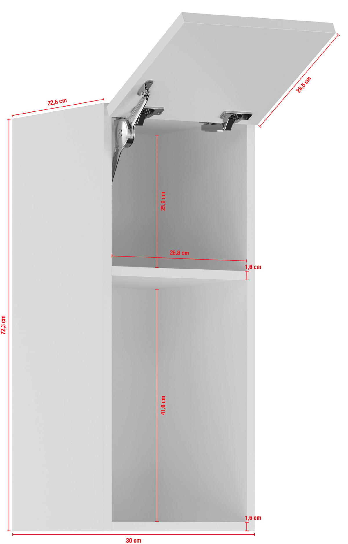 KÜCHENOBERSCHRANK 30/72,3/34,2 cm  in Weiß  - Edelstahlfarben/Weiß, Basics, Holzwerkstoff/Metall (30/72,3/34,2cm) - Impuls