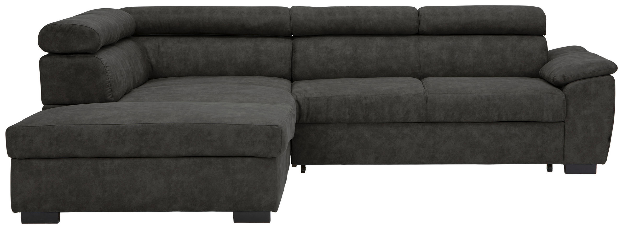 ECKSOFA in Lederlook Anthrazit  - Anthrazit/Schwarz, Design, Kunststoff/Textil (230/263cm) - Hom`in