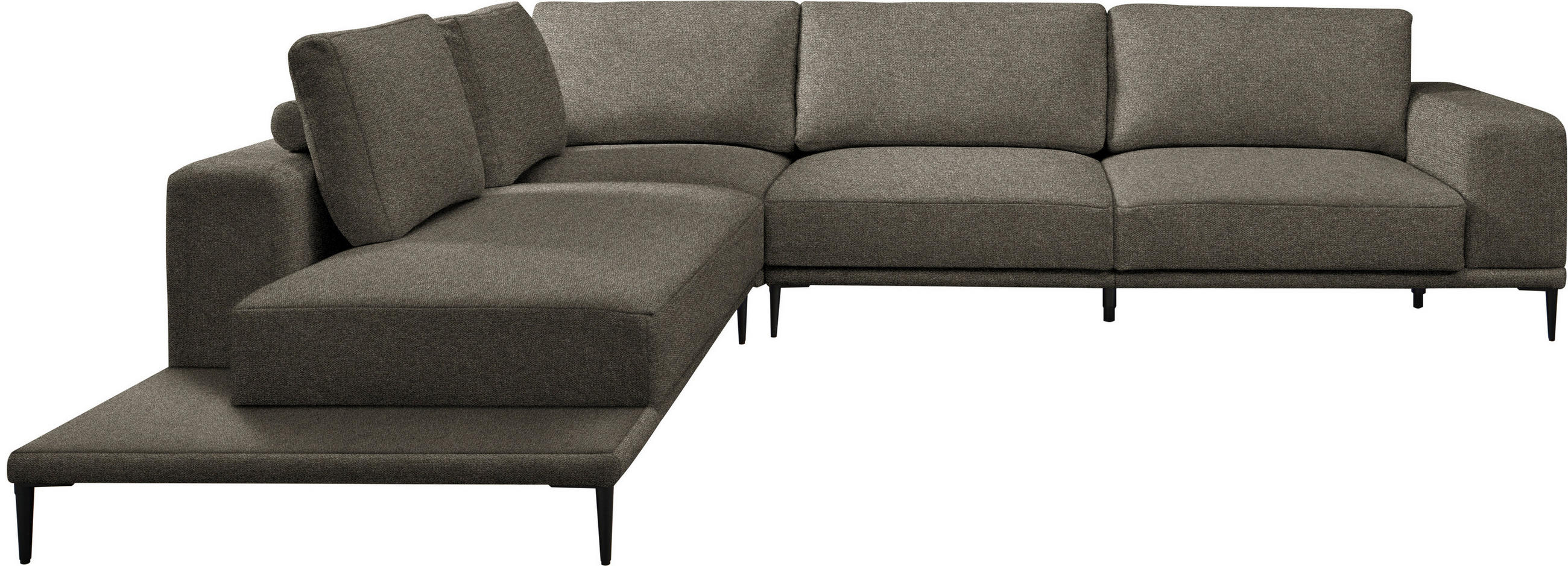 ECKSOFA  in Leinwand Dunkelbraun  271/318 cm  - Dunkelbraun/Schwarz, Design, Textil/Metall (271/318cm) - Belluti
