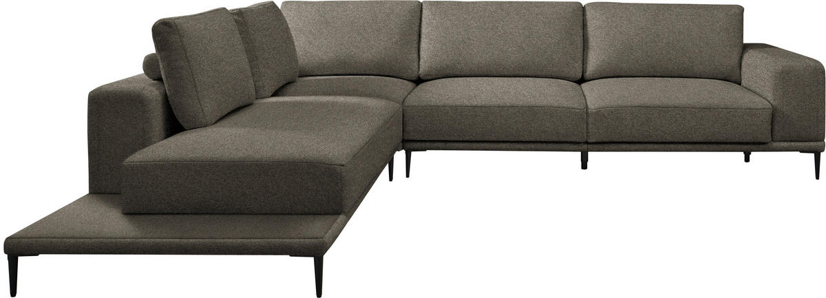 ECKSOFA  in Leinwand Dunkelbraun  271/318 cm  - Dunkelbraun/Schwarz, Design, Textil/Metall (271/318cm) - Belluti