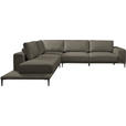ECKSOFA  in Leinwand Dunkelbraun  271/318 cm  - Dunkelbraun/Schwarz, Design, Textil/Metall (271/318cm) - Belluti