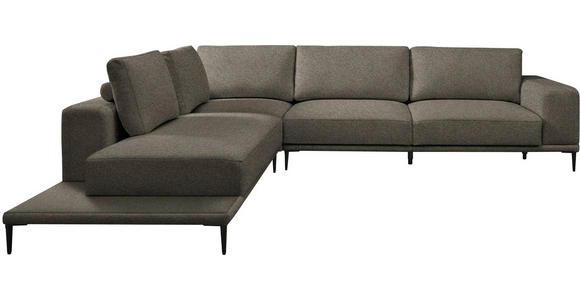 ECKSOFA  in Leinwand Dunkelbraun  271/318 cm  - Dunkelbraun/Schwarz, Design, Textil/Metall (271/318cm) - Belluti