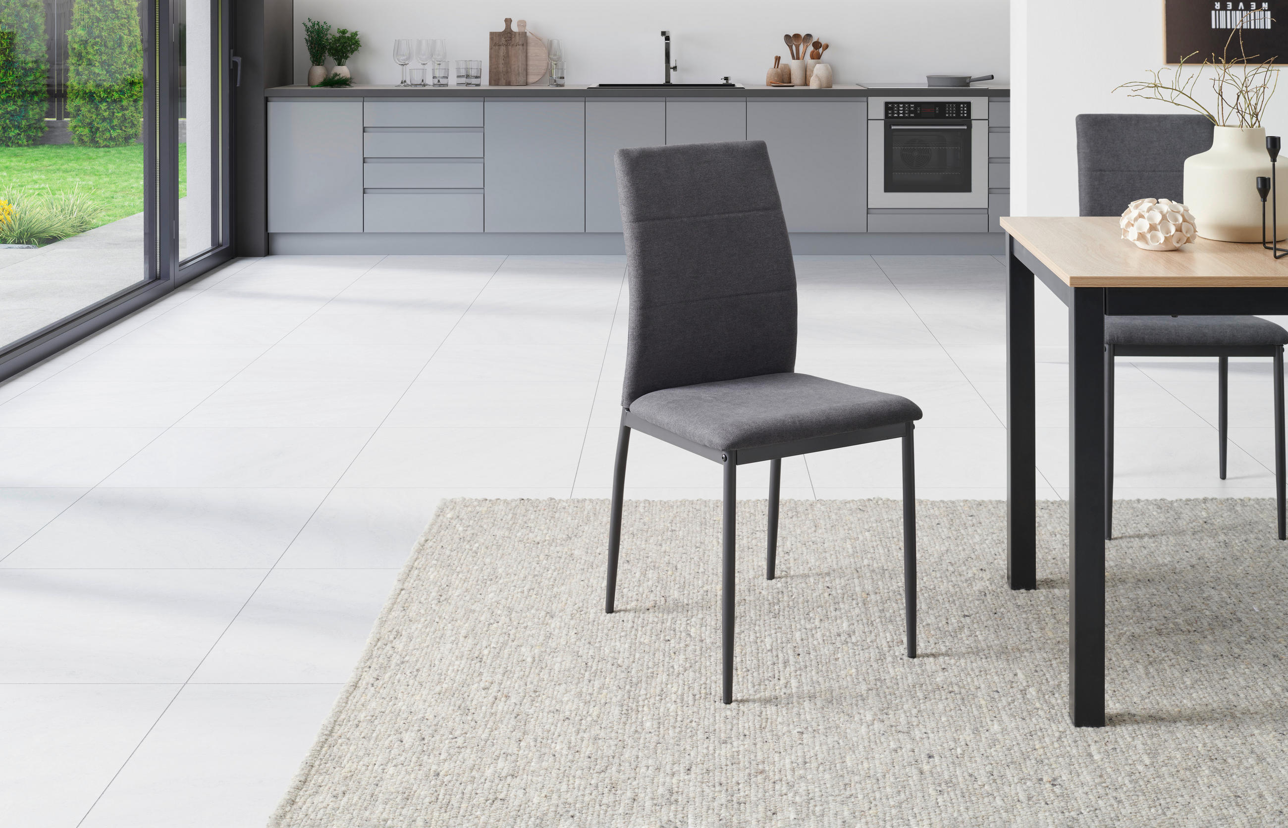 STUHL Mikrofaser Grau, Dunkelgrau  - Dunkelgrau/Grau, KONVENTIONELL, Textil/Metall (43/93/54cm) - MID.YOU