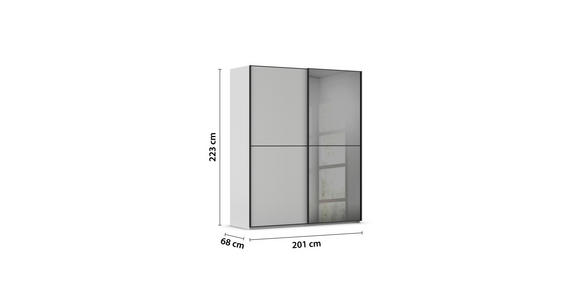 SCHWEBETÜRENSCHRANK 201/223/68 cm 2-türig Grau, Schwarz  - Schwarz/Grau, KONVENTIONELL, Glas/Holzwerkstoff (201/223/68cm) - Novel
