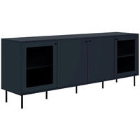 NISKA KOMODA   180/68/40 cm   plava   - crna/plava, Moderno, staklo/drvni materijal (180/68/40cm) - MID.YOU