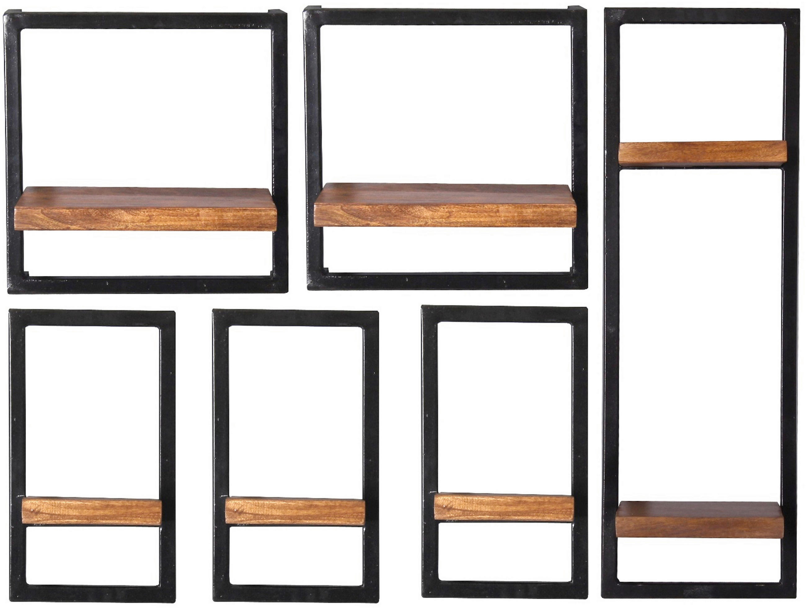WANDREGALSET 105/75/25 cm  - Schwarz/Naturfarben, Design, Holz/Metall (105/75/25cm) - MID.YOU