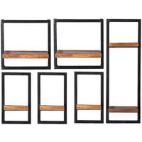 WANDREGALSET 105/75/25 cm  - Schwarz/Naturfarben, Design, Holz/Metall (105/75/25cm) - MID.YOU