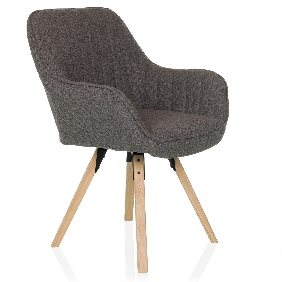 STOL MED ARMSTÖD flatväv  - mörkgrå/bokfärgad, Modern, trä/textil (56/84/62cm) - MID.YOU