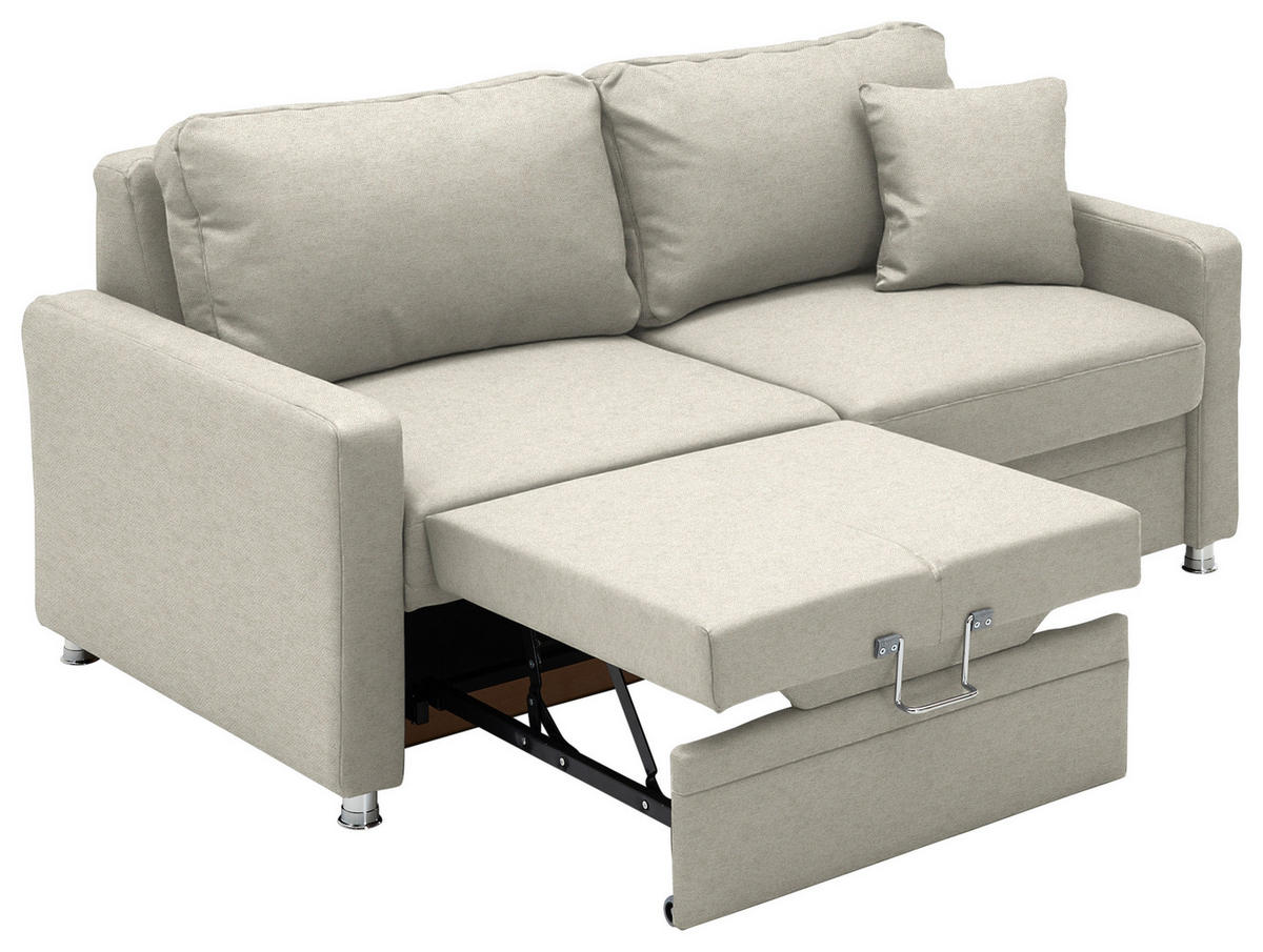 SCHLAFSOFA  in Chenille Naturfarben  - Chromfarben/Naturfarben, KONVENTIONELL, Textil/Metall (186/90/100cm) - Beldomo Style
