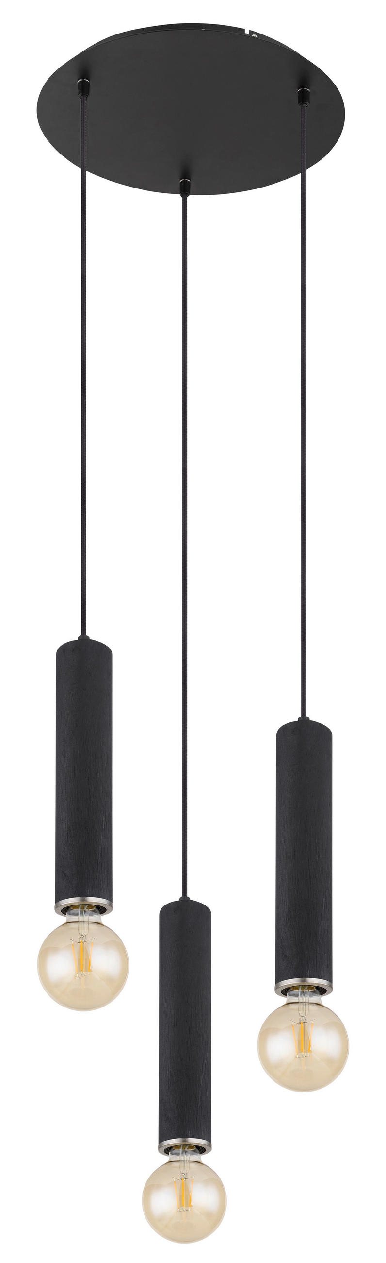 FÜGGŐLÁMPA 35/160 cm  - fekete/nikkelszínű, Basics, fa/fém (35/160cm) - Globo