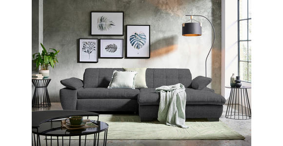 ECKSOFA in Webstoff Dunkelgrau  265/180 cm  - Dunkelgrau/Schwarz, Design, Textil/Metall (265/180cm) - Carryhome