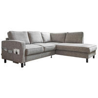 ECKSOFA Grau Struktur  - Schwarz/Grau, Holz/Textil (233/198cm) - MID.YOU