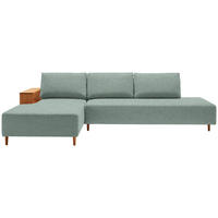 ECKSOFA in Flachgewebe Mintgrün  - Eichefarben/Mintgrün, Design, Holz/Textil (190/307cm) - Joka
