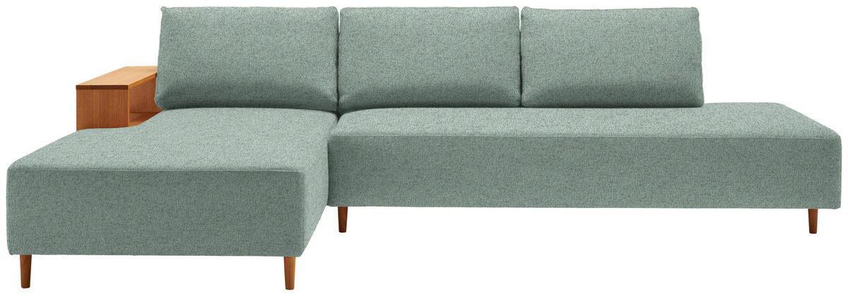 ECKSOFA in Flachgewebe Mintgrün  - Eichefarben/Mintgrün, Design, Holz/Textil (190/307cm) - Joka