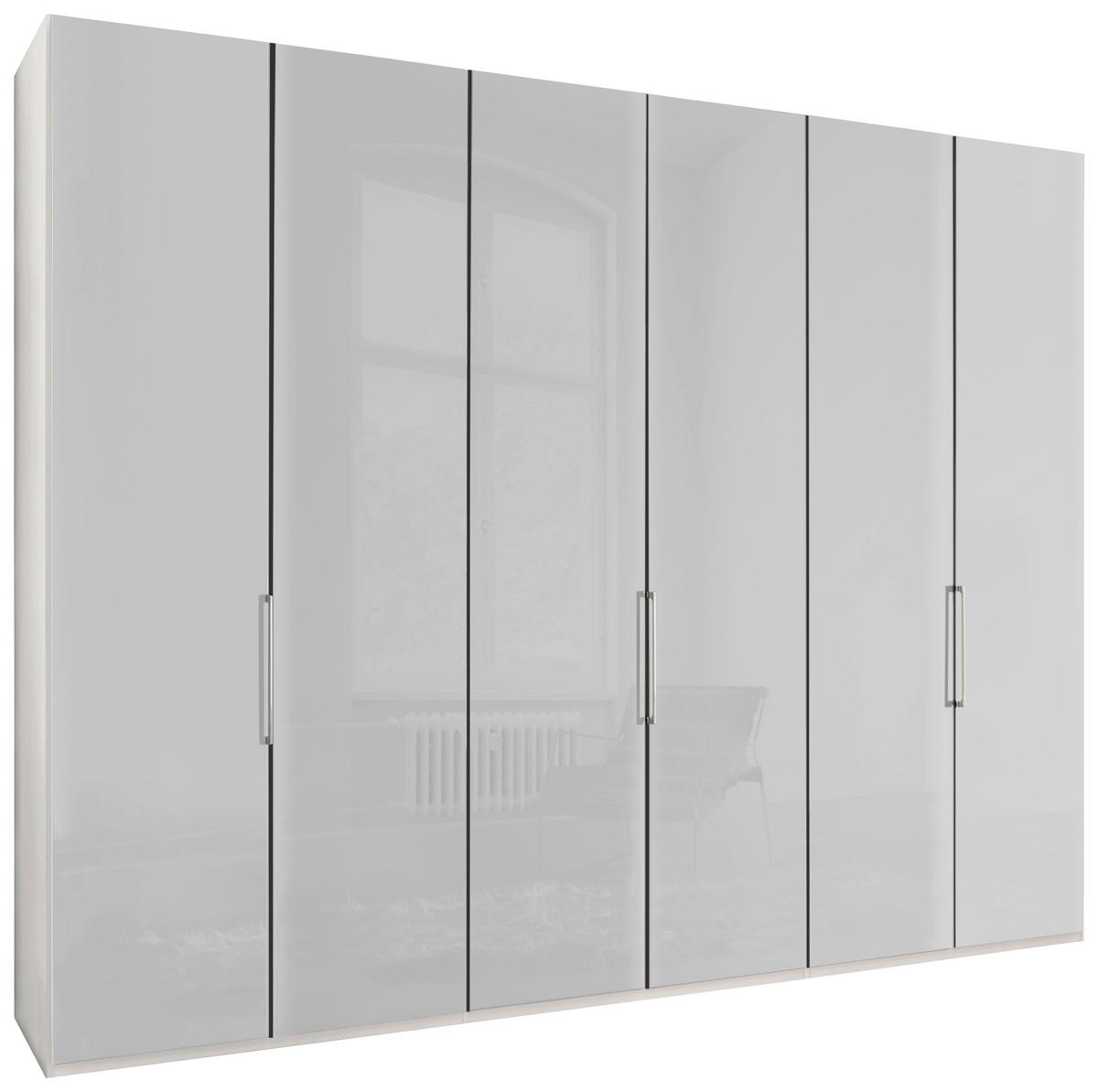 FALTTÜRENSCHRANK in Weiss  - Chromfarben/Weiss, Konventionell, Glas/Holzwerkstoff (300/236/58cm) - Dieter Knoll