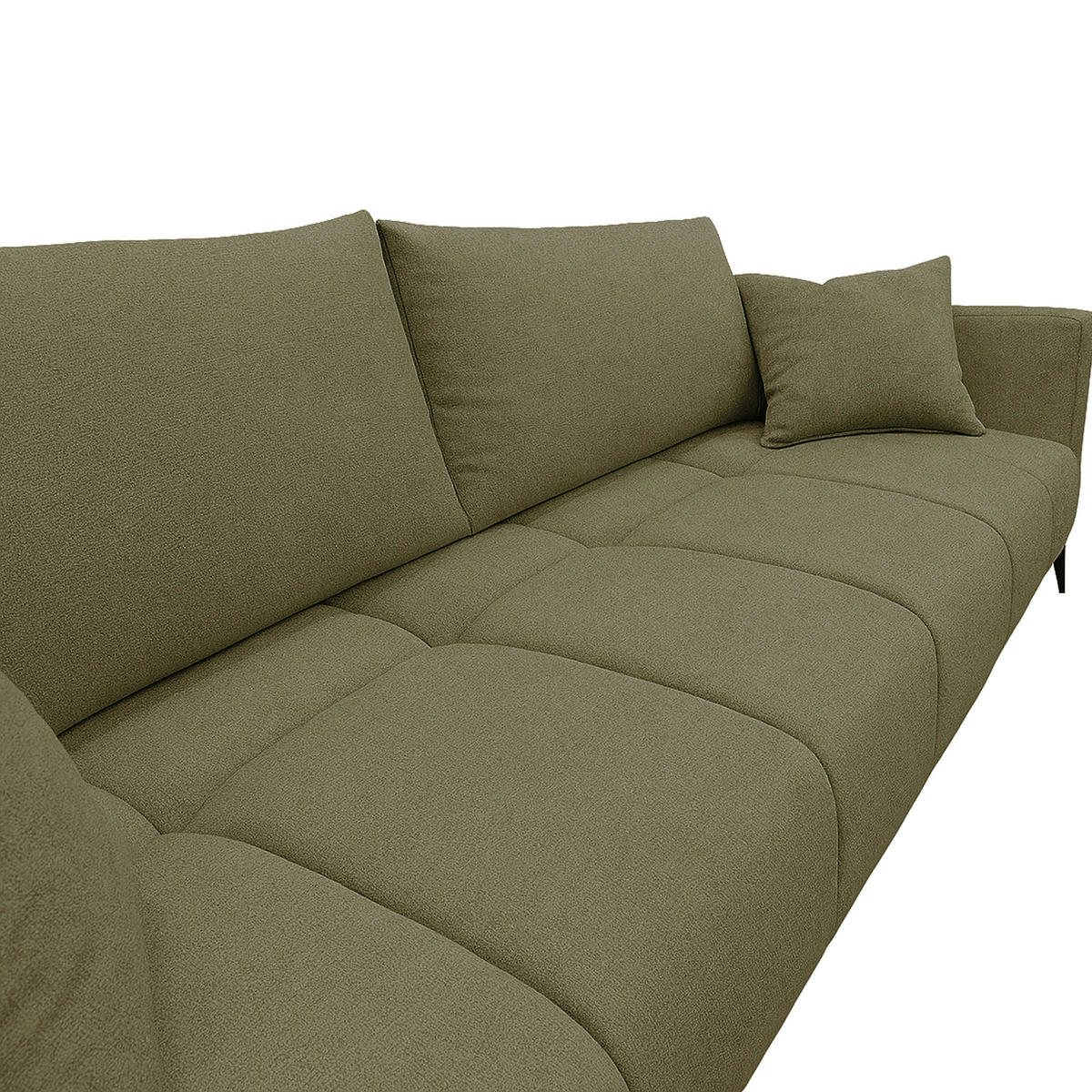 SCHLAFSOFA GRANDE Chenille Grün  inkl. Zierkissen, Rückenkissen, Bettkasten  - Schwarz/Grün, Design, Textil/Metall (238/83/98cm) - MID.YOU