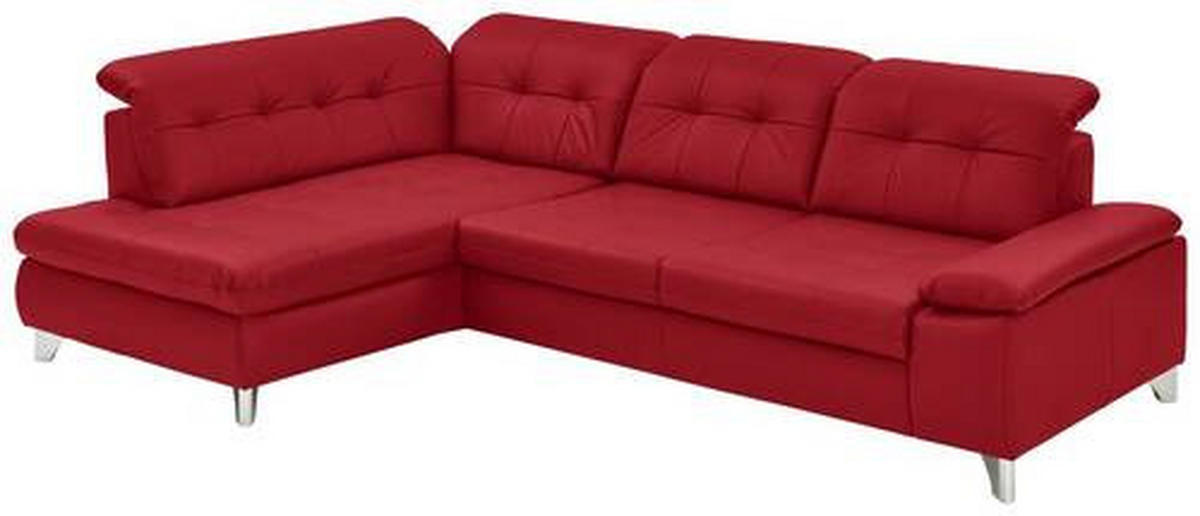 ECKSOFA in Echtleder Rot  - Rot, Basics, Leder/Metall (211/309cm) - Beldomo Speed