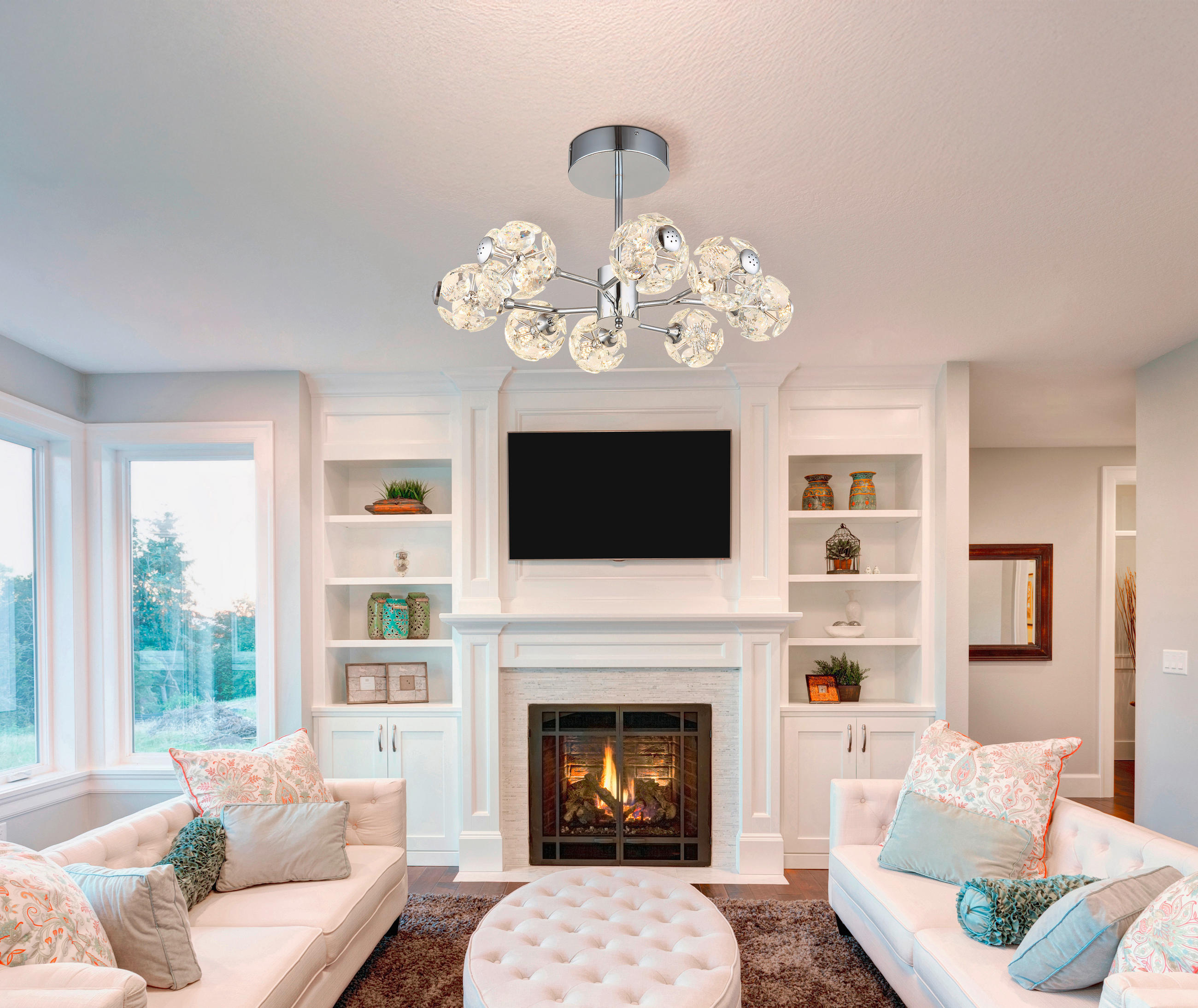 Thumbnail - Globo Led-Deckenleuchte Virina, Klar, Chrom, Metall, Glas, 40 mm, 38 cm, CE, Lampen & Leuchten, Innenbeleuchtung, Leucht...