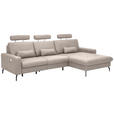 ECKSOFA in Mikrofaser Grau  302/180 cm  - Schwarz/Grau, KONVENTIONELL, Textil/Metall (302/180cm) - Carryhome