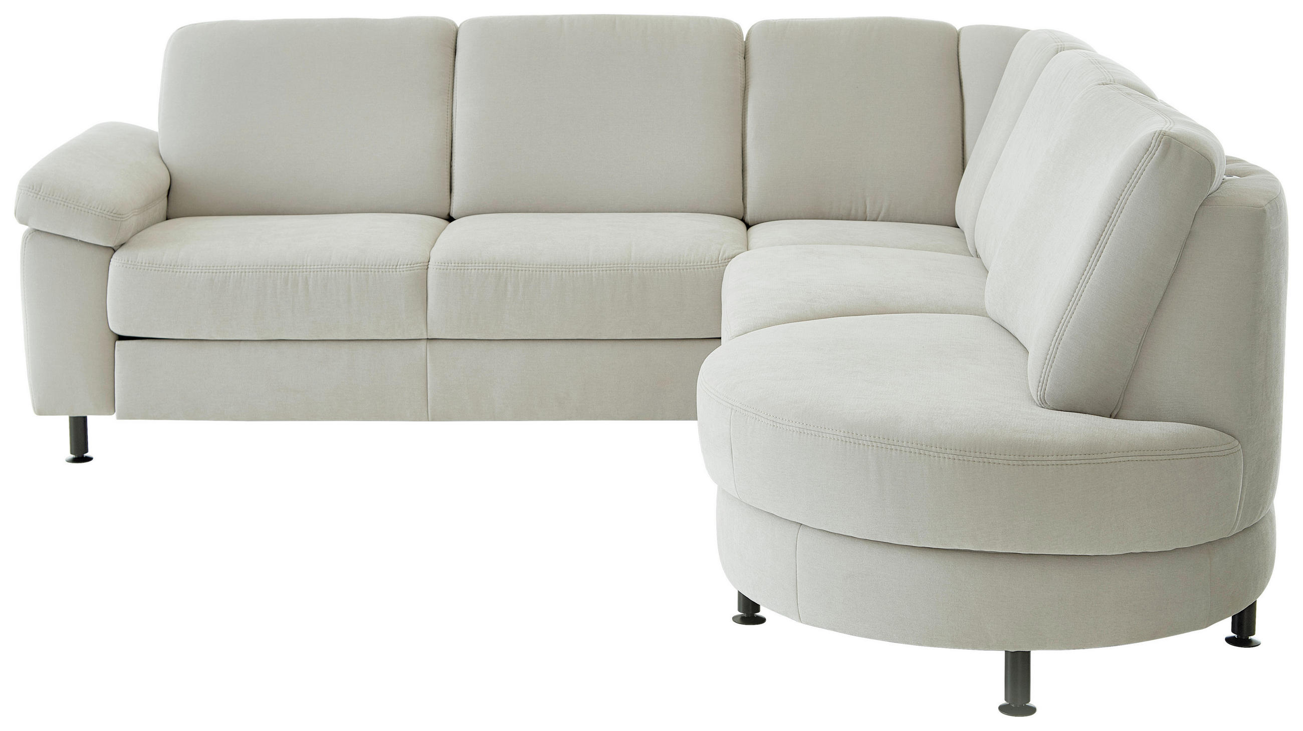 ECKSOFA in Flachgewebe Silberfarben  - Silberfarben/Schwarz, Konventionell, Textil/Metall (248/252cm) - Beldomo Comfort
