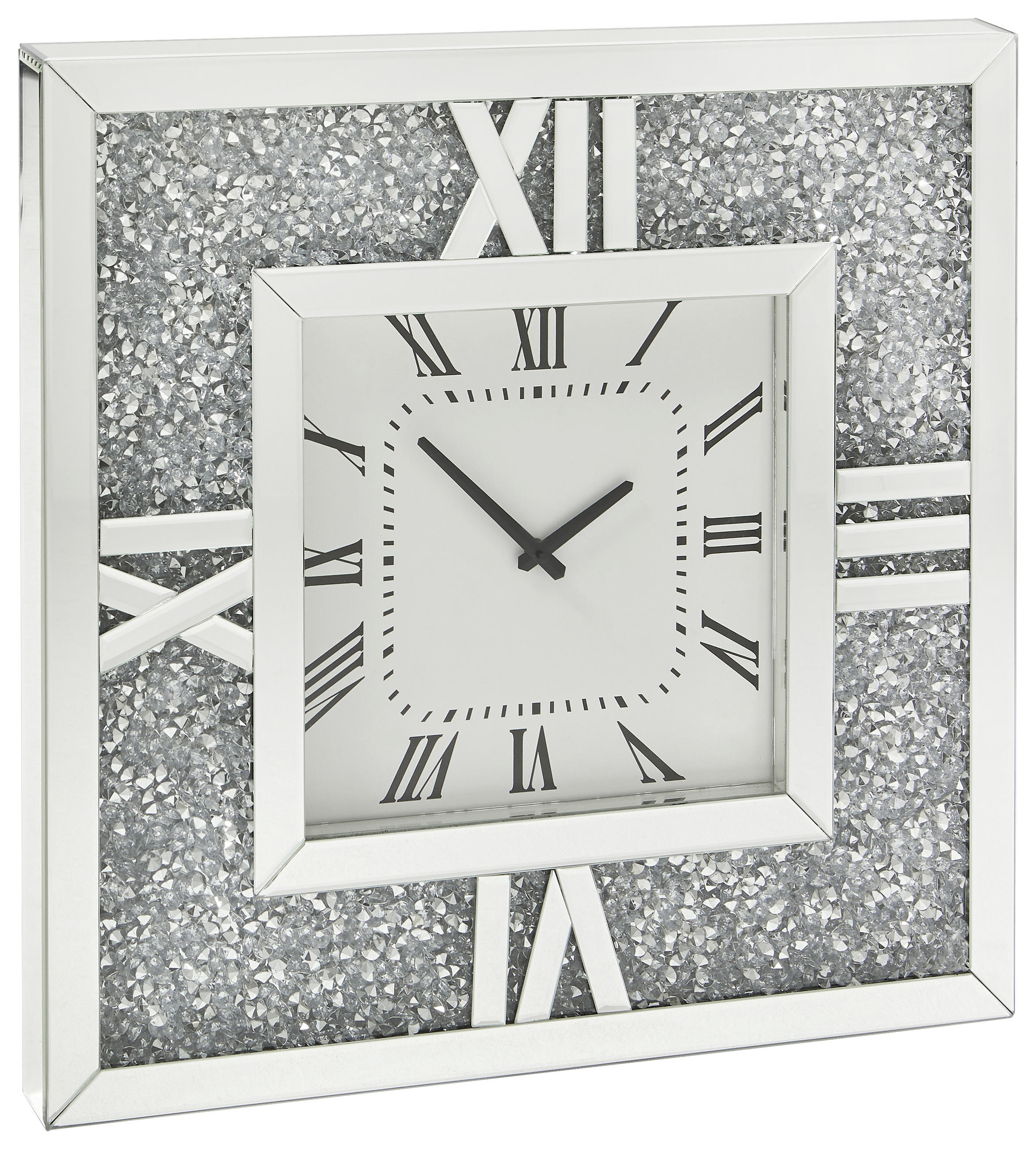 ZIDNI SAT   60,5/60,5/5 cm       - bijela/srebrne boje, Trend, staklo/drvni materijal (60,5/60,5/5cm) - Xora
