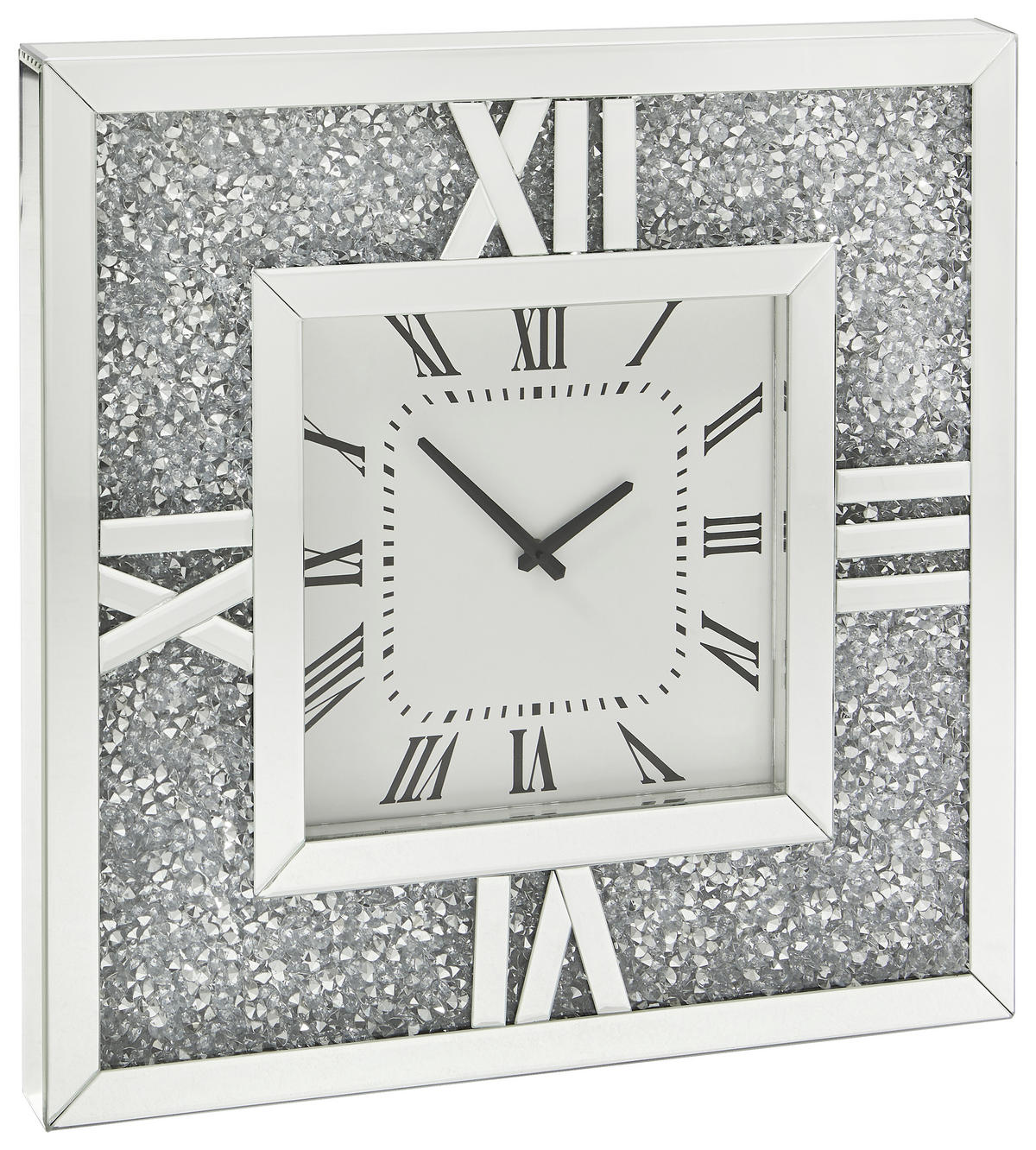 ZIDNI SAT   60,5/60,5/5 cm       - bijela/srebrne boje, Trend, staklo/drvni materijal (60,5/60,5/5cm) - Xora