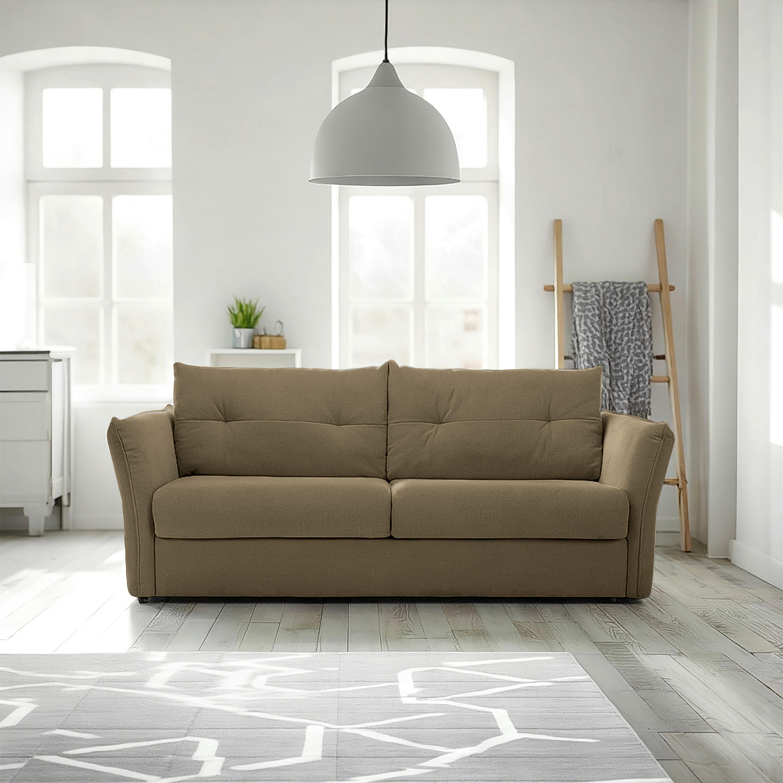SCHLAFSOFA Webstoff Olivgrün  - Schwarz/Olivgrün, KONVENTIONELL, Kunststoff/Textil (220/89/104cm) - Carryhome