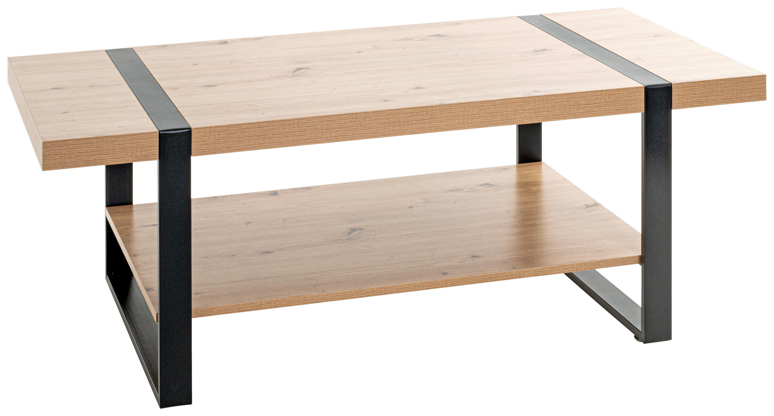 COUCHTISCH 120/60/45 cm rechteckig Schwarz, Eichefarben  - Eichefarben/Schwarz, Design, Holzwerkstoff/Metall (120/60/45cm)