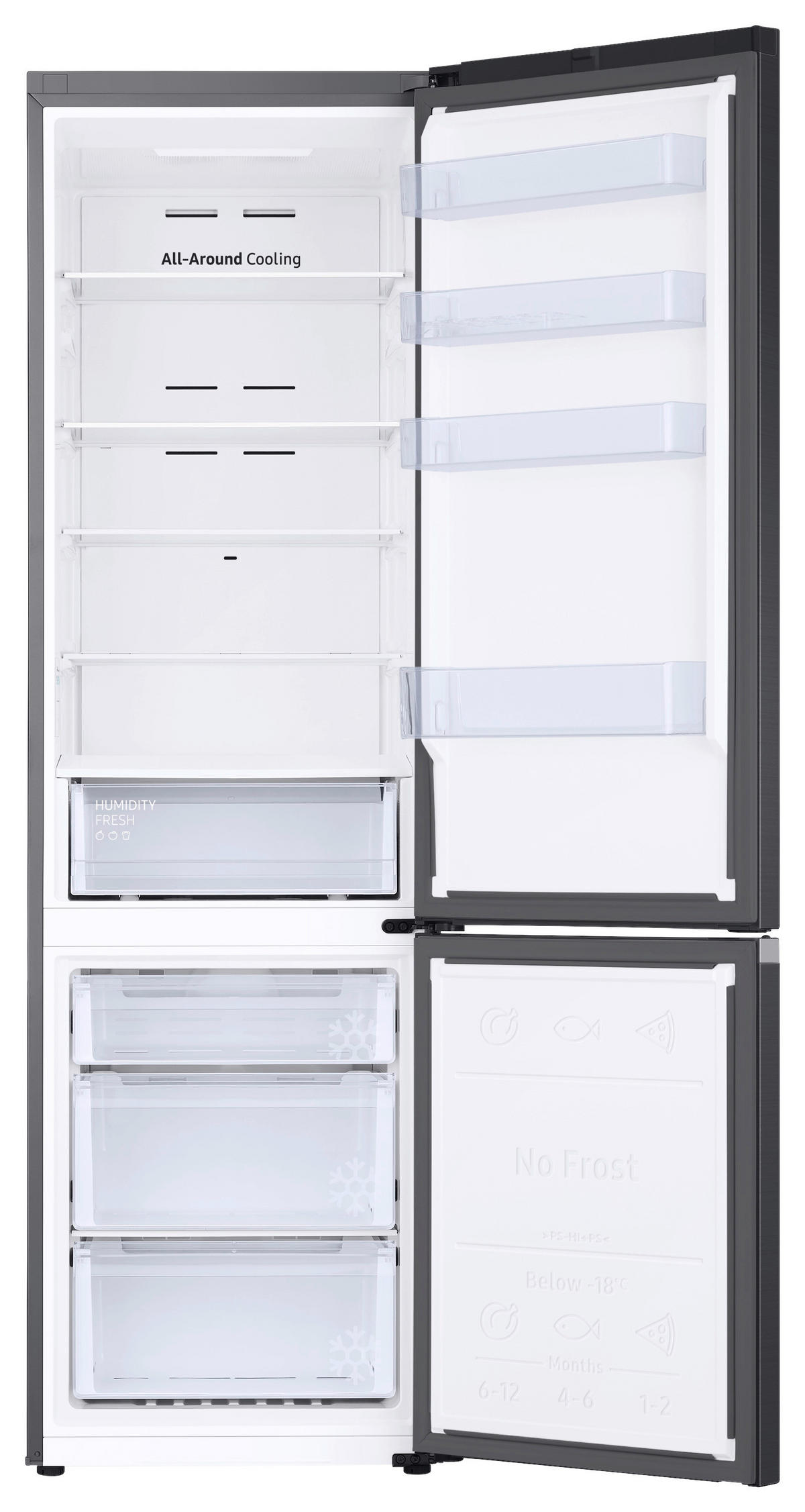 KÜHL-GEFRIER-KOMBINATION 59,5/203,0/65,8 cm  - Schwarz, Basics, Glas/Kunststoff (59,5/203,0/65,8cm) - Samsung