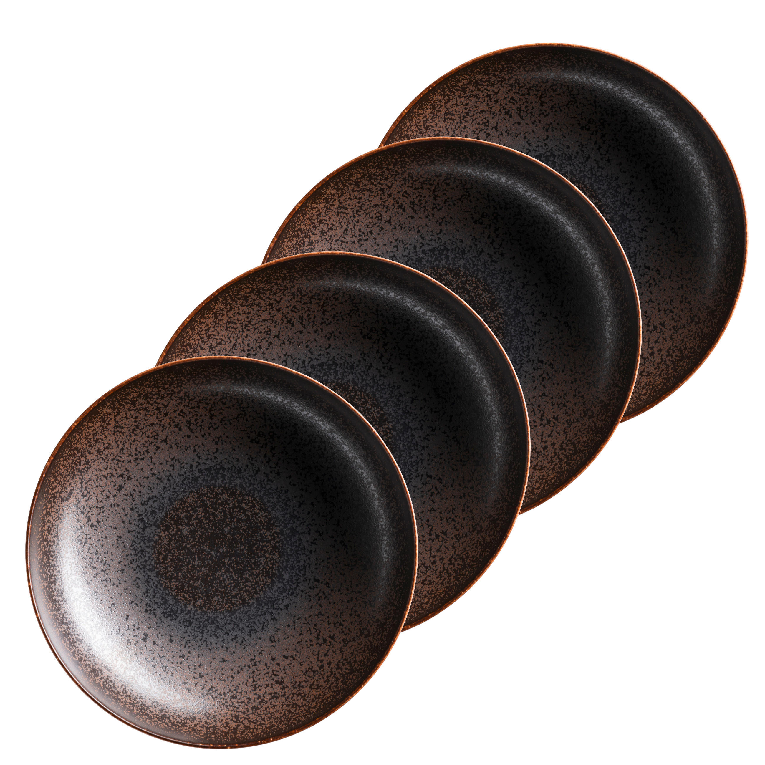 PASTATELLERSET Porzellan 4-teilig Powerful  - Schwarz/Braun, Basics, Keramik - Mäser