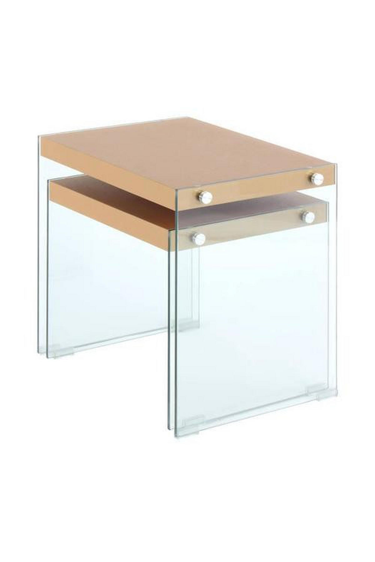 SIDOBORD SET i glas, trämaterial  - klar/guldfärgad, Basics, trämaterial/glas - Kayoom