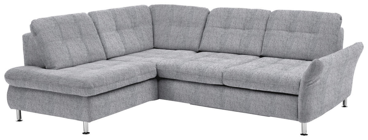 ECKSOFA in Webstoff Alufarben  - Chromfarben/Alufarben, Konventionell, Textil/Metall (210/242cm) - Beldomo Style