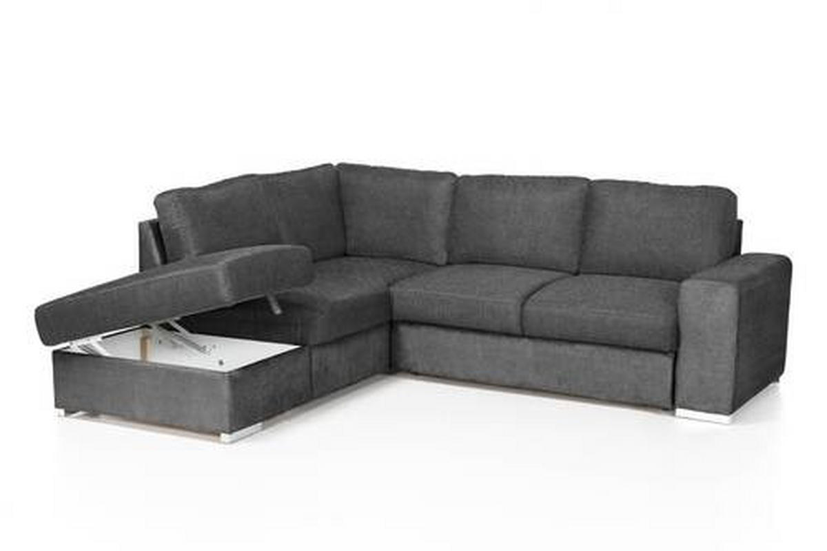 ECKSOFA in Mikrofaser Dunkelgrau  - Chromfarben/Dunkelgrau, Konventionell, Textil/Metall (213/248cm) - MID.YOU