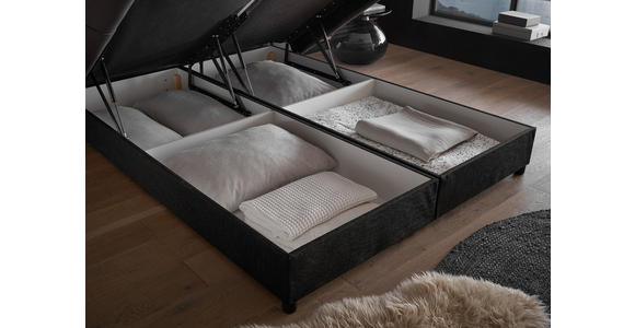 BOXBETT 180/200 cm,  in Schwarz, gepolstertes Kopfteil, Matratzen, Bettkasten, H3 + H4 = fest + sehr fest  - Schwarz, Design, Kunststoff/Textil (180/200cm) - Esposa