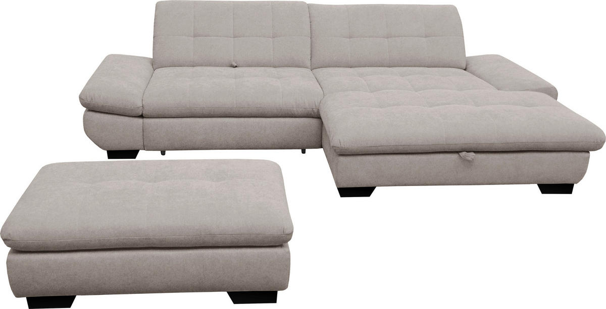 ECKSOFA in Mikrofaser Hellgrau  - Hellgrau/Schwarz, Design, Textil/Metall (290/198cm) - Xora