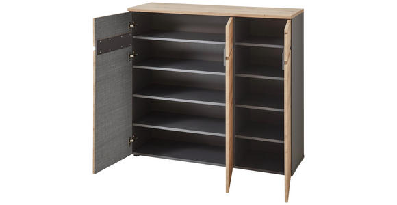 GARDEROBE 3-teilig in 181/190/38 cm - Graphitfarben/Eiche Artisan, Design, Glas/Holzwerkstoff (181/190/38cm) - Voleo