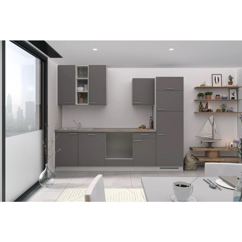 Küchenzeile Win ohne Geräte B: 280 cm Anthrazit