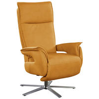 RELAXSESSEL in Leder Currygelb  - Currygelb/Edelstahlfarben, Modern, Leder/Metall (77/116/80cm) - Livetastic