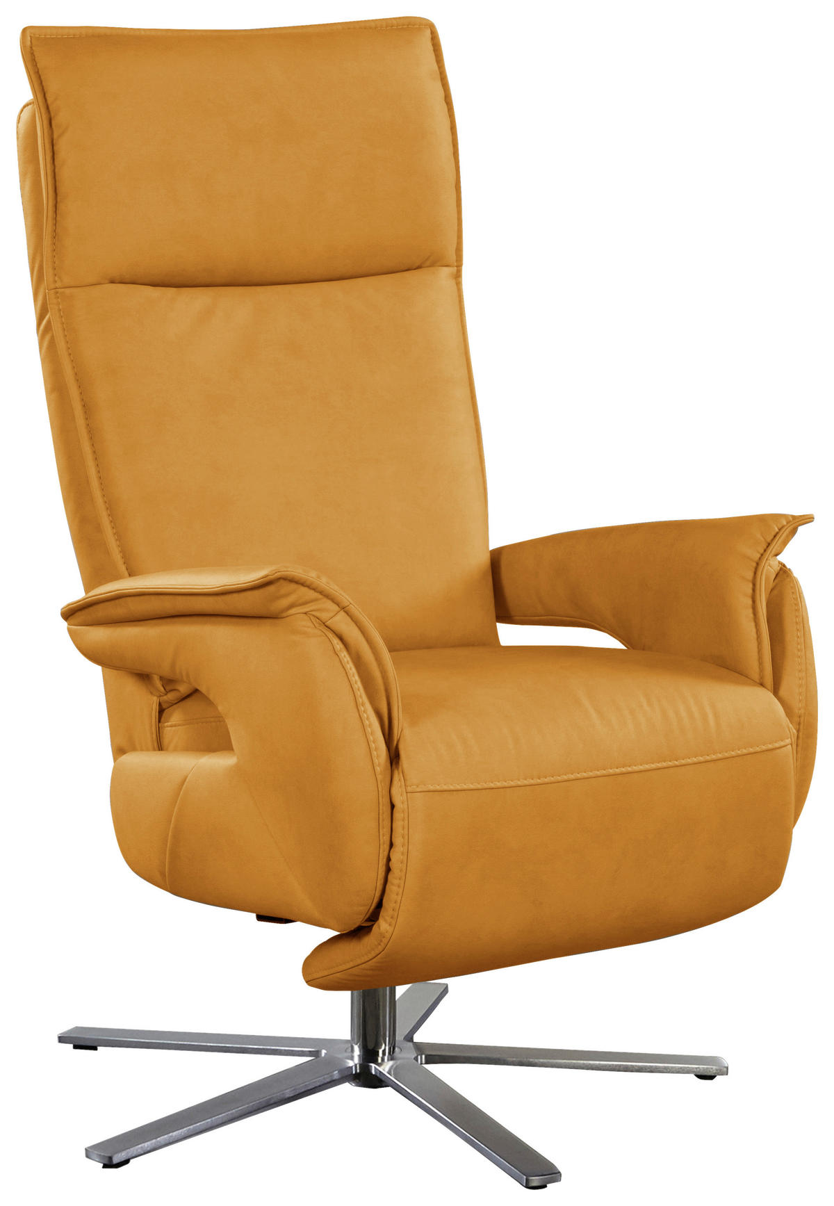 RELAXSESSEL in Leder Currygelb  - Currygelb/Edelstahlfarben, Modern, Leder/Metall (77/116/80cm) - Livetastic