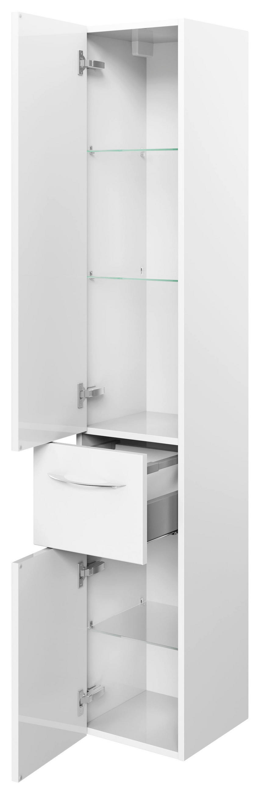HOCHSCHRANK 30/168/33 cm  - Chromfarben/Weiß, KONVENTIONELL, Glas/Holzwerkstoff (30/168/33cm) - Pelipal