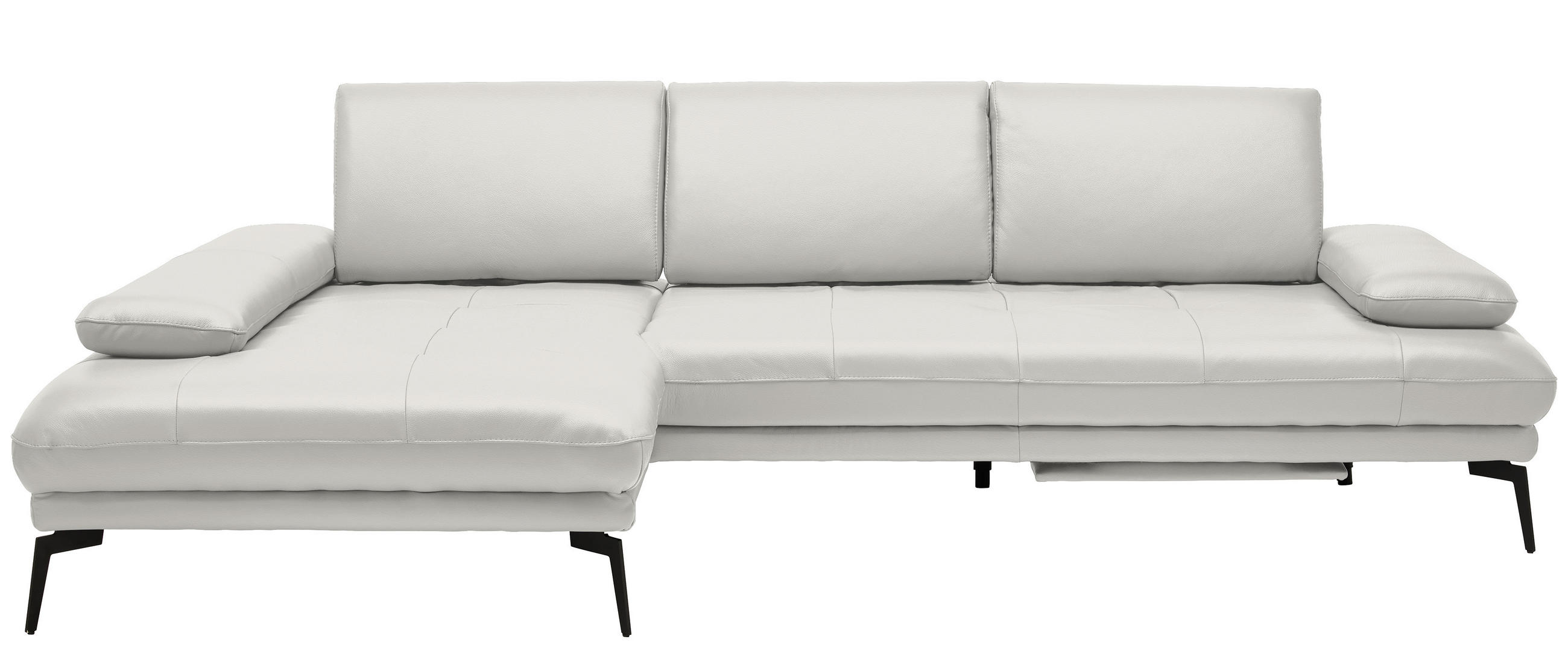 ECKSOFA Creme Echtleder  - Creme/Schwarz, Design, Leder/Metall (187/273cm) - Celina Home