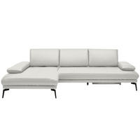 ECKSOFA in Echtleder Creme  187/273 cm  - Creme/Schwarz, Design, Leder/Metall (187/273cm) - Celina Home