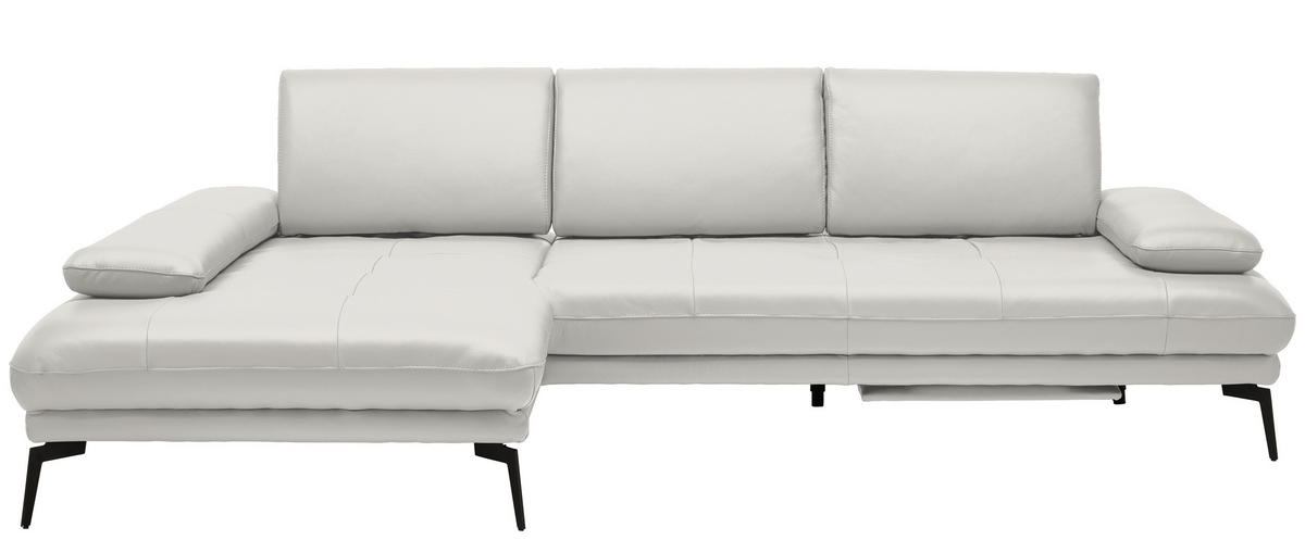 ECKSOFA in Echtleder Creme  187/273 cm  - Creme/Schwarz, Design, Leder/Metall (187/273cm) - Celina Home