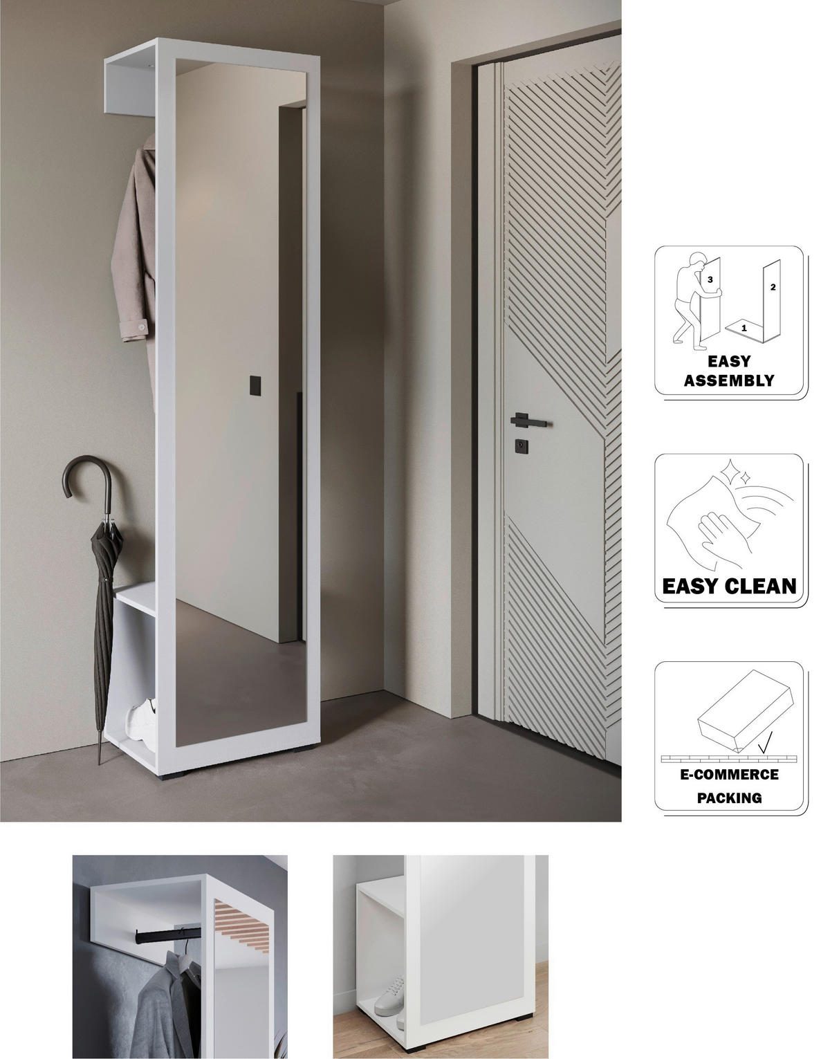 PREDSIEŇOVÝ NÁBYTOK, 50/190/35 cm - biela, Basics, kompozitné drevo (50/190/35cm) - P & B