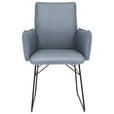 ARMLEHNSTUHL  in Stahl Mikrofaser  - Blau/Schwarz, Design, Textil/Metall (61/91/60cm) - Dieter Knoll