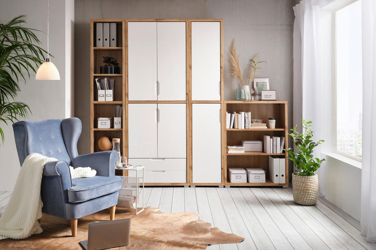 REGAL Eichefarben  - Eichefarben/Silberfarben, MODERN, Holzwerkstoff (44/218/36cm) - Xora