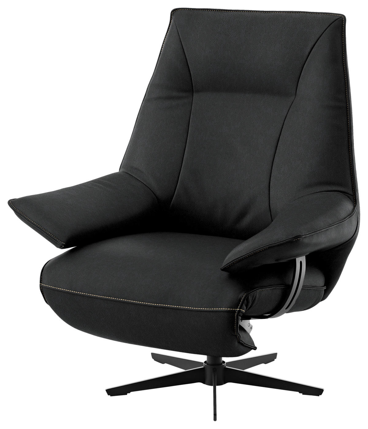 RELAXSESSEL in Leder Schwarz  - Beige/Schwarz, Design, Leder/Metall (92/79/82cm) - Dieter Knoll