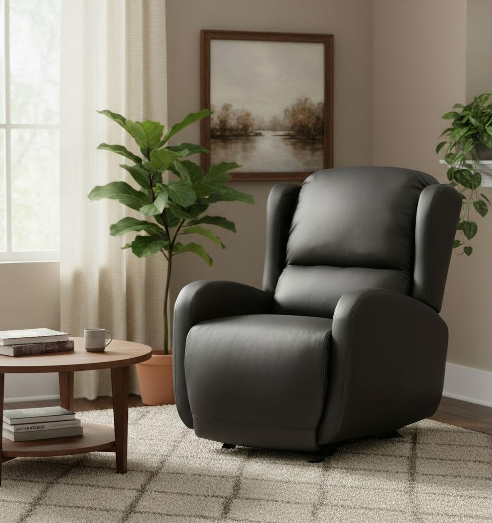 RELAXSESSEL Lederlook    - Schwarz, KONVENTIONELL, Textil/Metall (75/107/97cm) - MID.YOU